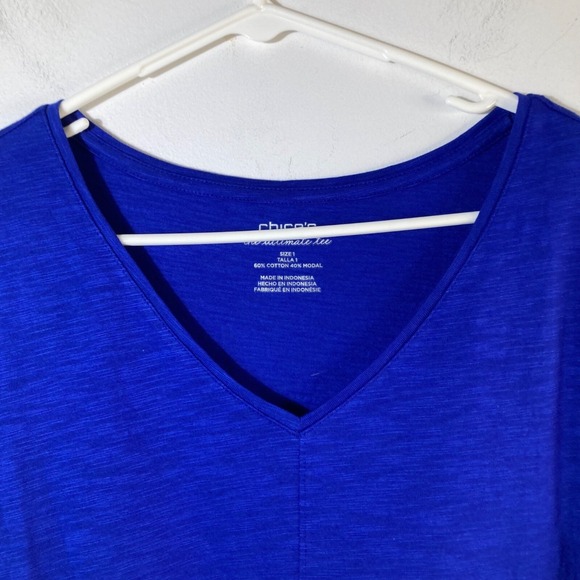 Womens Chicos The Ultimate V Neck 3/4 Sleeve Tee Shirt Blue M Cotton Modal - Picture 4 of 7